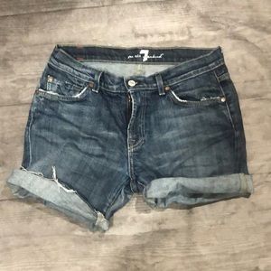 7 for all mankind blue denim shorts